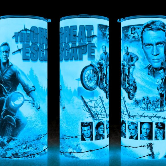 Glow in the Dark The Great Escape Steve McQueen Classic Cup Mug Tumbler - Picture 1 of 4